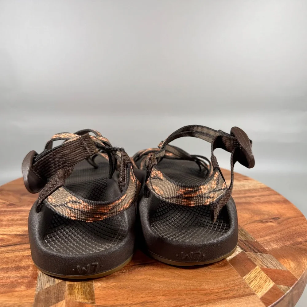 Chaco Z Cloud 2 Women 7 Brown Orange Strappy Toe Loop Hiking Sandals Vibram Sole